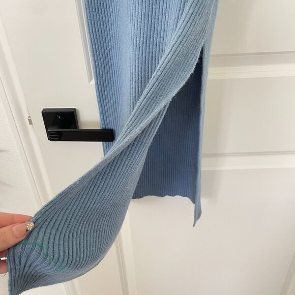 Ice Blue Ribbed Knit Sweater Dress – Size Small - Picture 7 of 9
